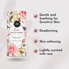 Herb & Root arrowroot-cornstarch blend image emphasizes breathable softness on skin.