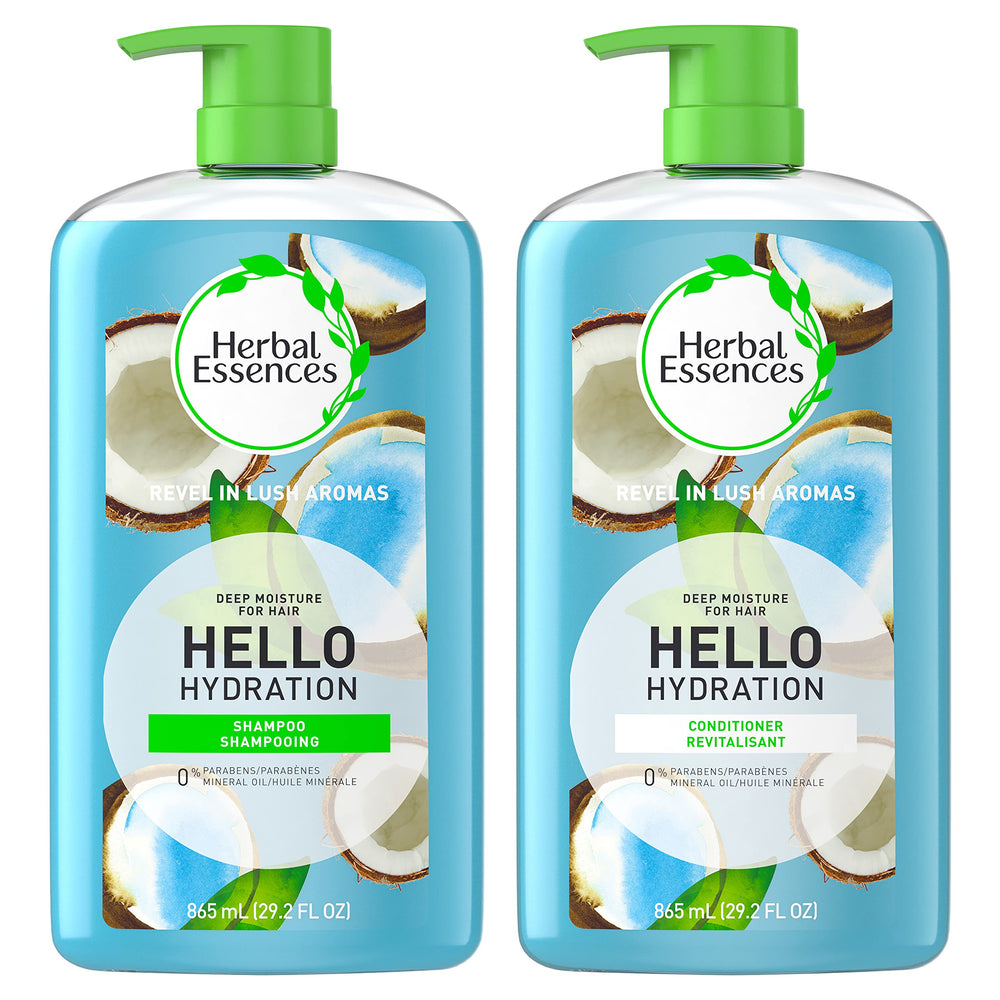 Herbal Essences Hello Hydration Shampoo bottle delivers deep moisture for daily hydration.