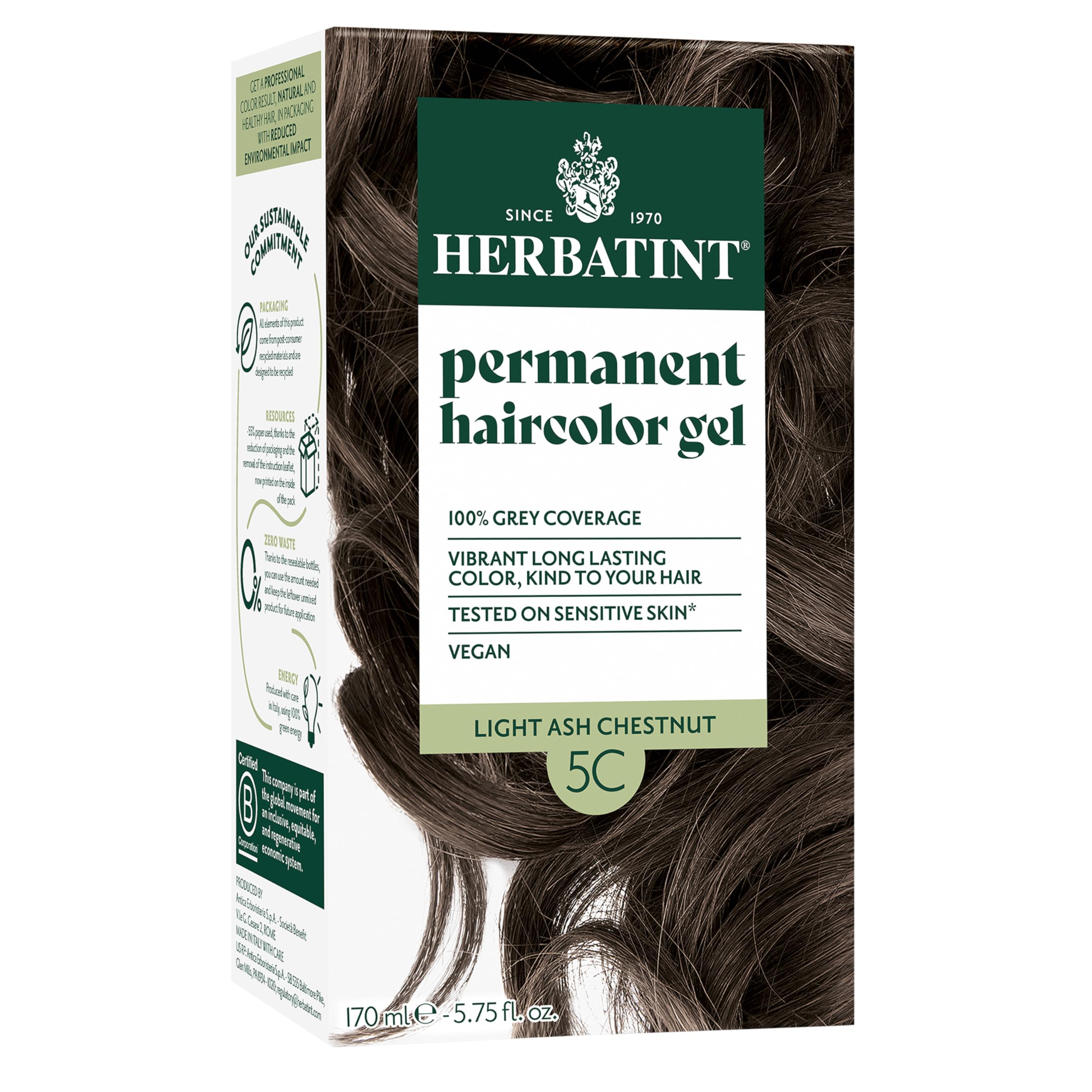 Herbatint 5C Light Ash Chestnut packaging for at-home color.