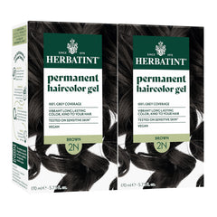 Herbatint permanent hair dye 2N brown coverage showing natural-looking gray coverage