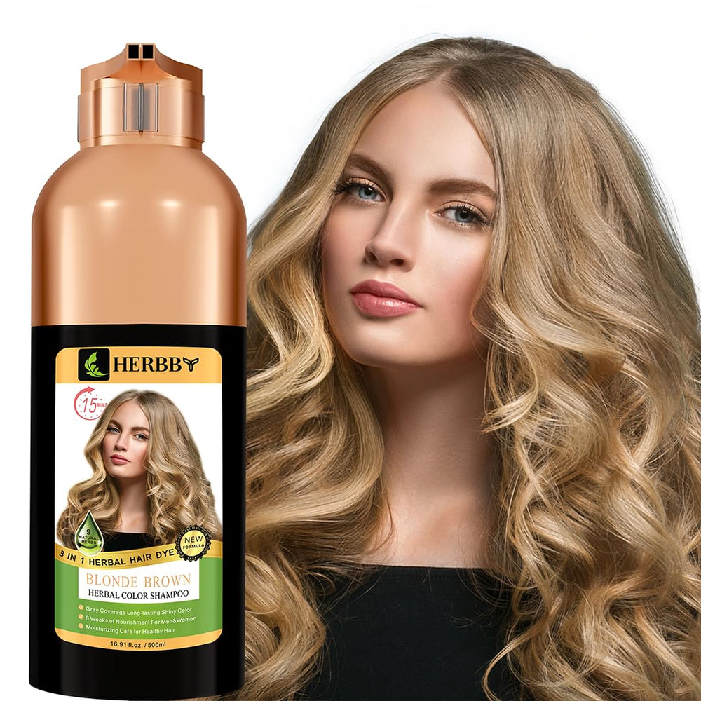 HERBBY hair color shampoo gray coverage delivers natural-looking color with shine