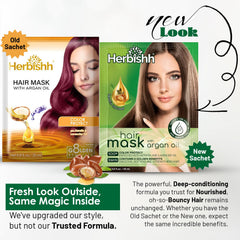 Herbishh Argan Hair Mask jar close-up highlighting premium keratin-argan formula.