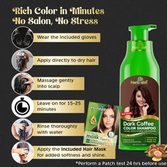 Herbishh hair color shampoo dark coffee swirl shows even color tone