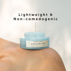 HERBIVORE Aquarius clarity cream texture close-up highlights lightweight, fast-absorbing hydration.