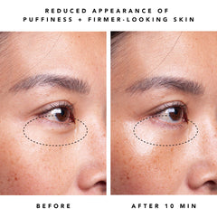 Herbivore Moon Dew silky texture shown during eye-area application for smooth coverage.