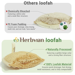 Herbvian loofah pad size 6.3 by 4.7 inches for full-body use