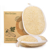 Herbvian Vietnamese loofah pad natural texture for gentle exfoliation