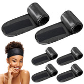 Hercicy 6-pack black satin headbands provide gentle overnight hair control for a neat morning look.