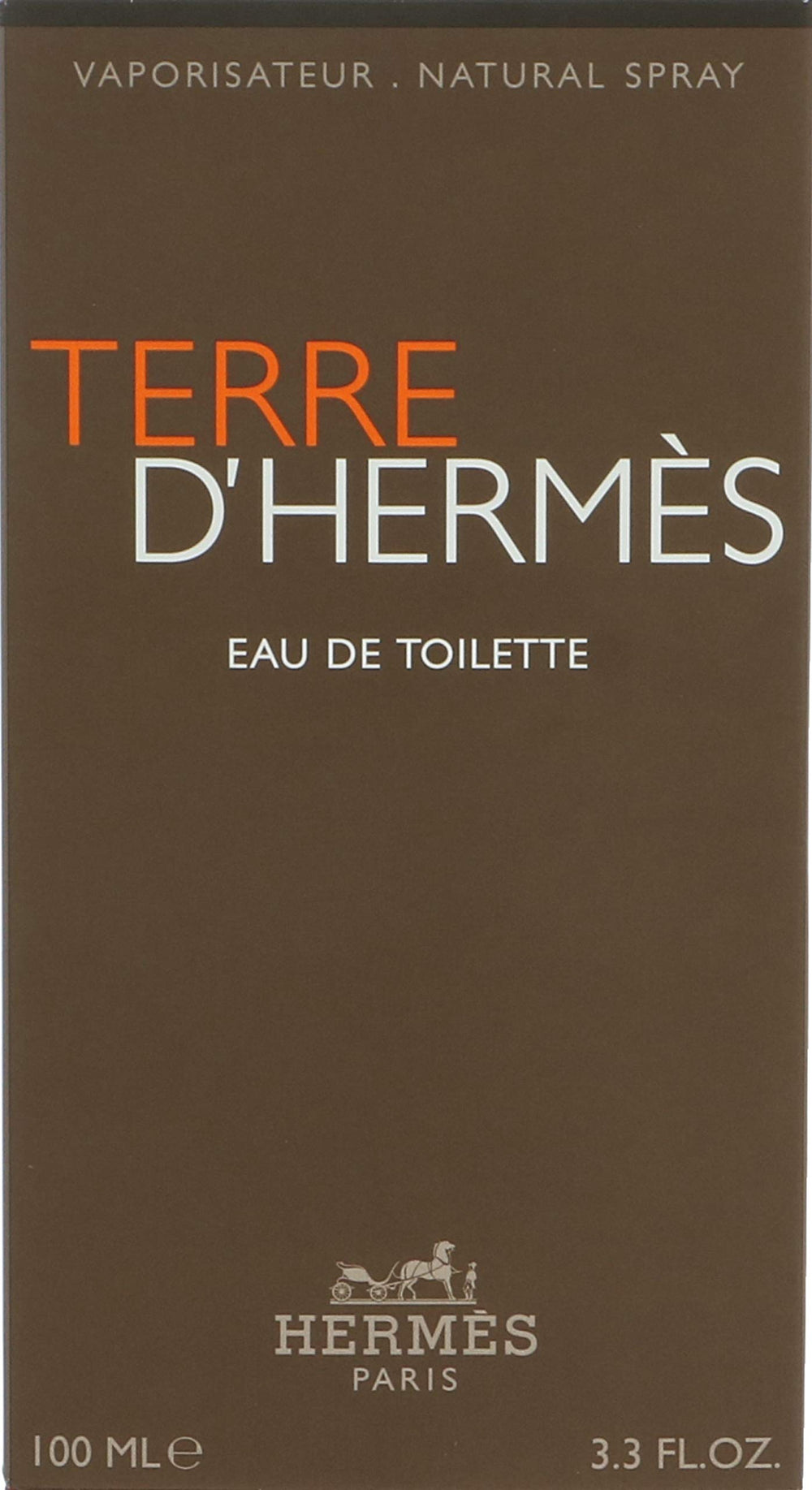 Hermès Terre D'Hermès EDT bottle front showing rugged, outdoor-inspired design and confident presence