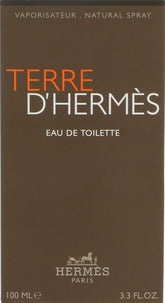 Hermès Terre D'Hermès EDT bottle front showing rugged, outdoor-inspired design and confident presence