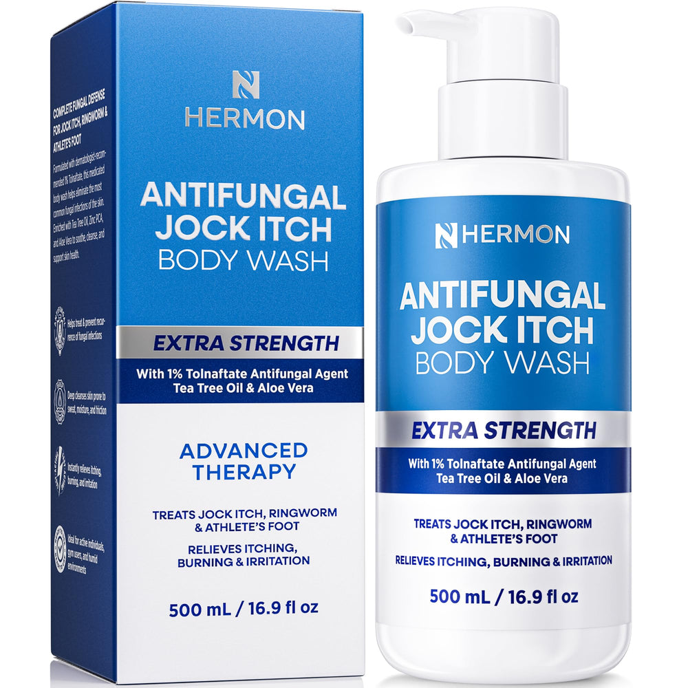 Hermon antifungal body wash bottle with tea tree oil for soothing post-workout skin