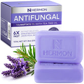 Hermon Antifungal Soap lavender bar with tea tree oil for soothing post-workout relief.