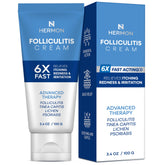 Hermon Folliculitis Cream packaging highlights gentle, natural formula for sensitive skin