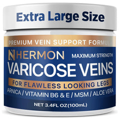 Hermon varicose-veins-cream bottle front for daily leg care.