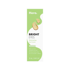 Hero Cosmetics Bright Eyes eye cream bottle with luminous glow for brighter under-eye areas.