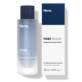 Hero Cosmetics Pore Release toner bottle close-up highlights clearer-looking pores.