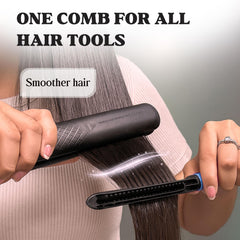 HerStyler straightening comb with flatiron use highlights gentle detangling and quick straightening