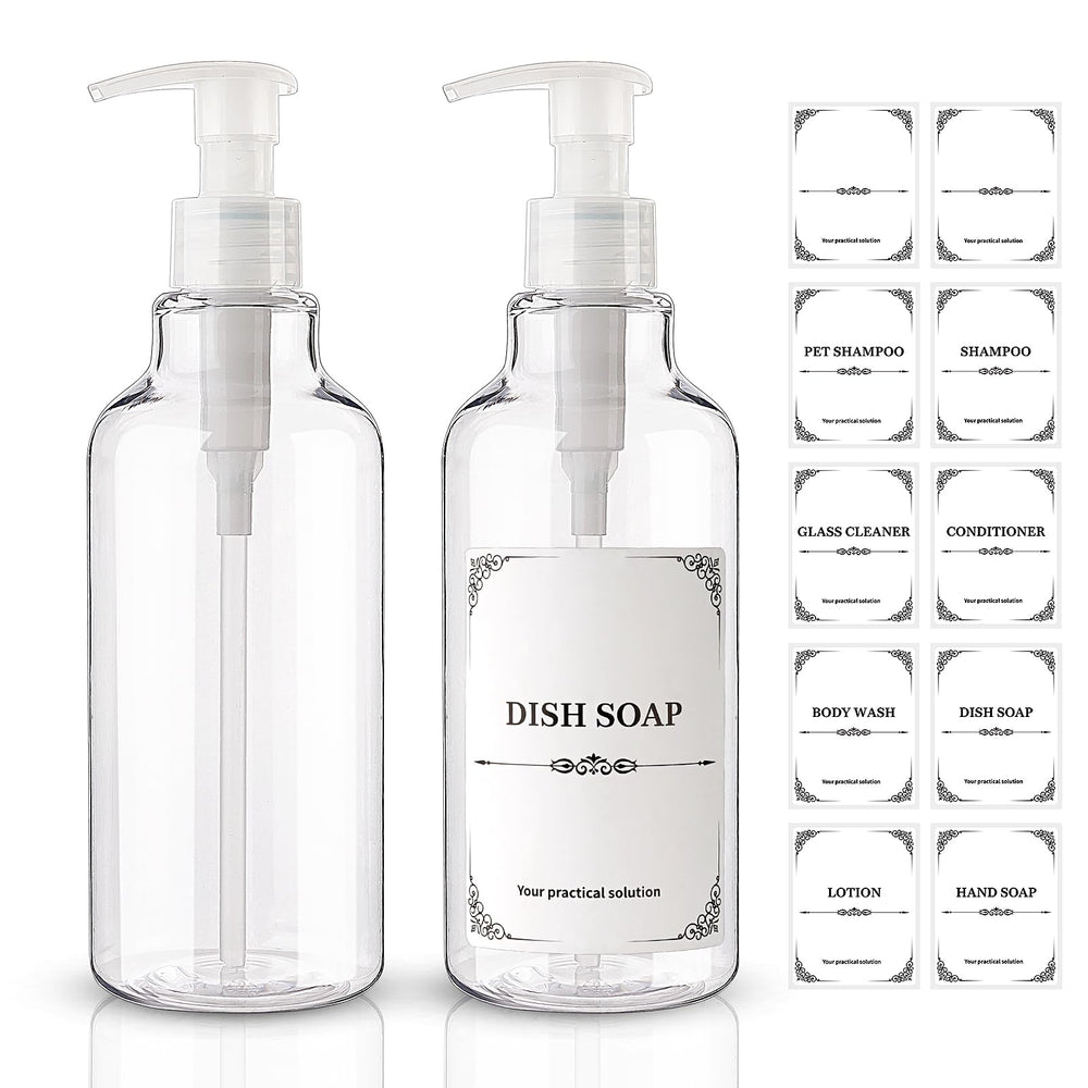 Hethyo plastic soap dispenser clear 16.9oz 2-pack for kitchen and bathroom use