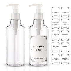 Hethyo plastic soap dispenser clear 16.9oz 2-pack for kitchen and bathroom use