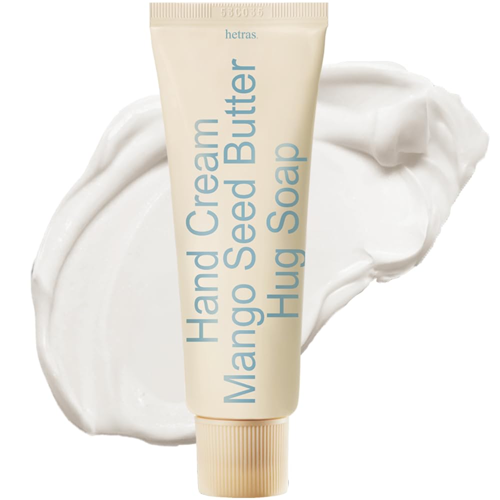 hetras perfume hand cream hinoki tube on hands, soothing daily fragrance for pampering