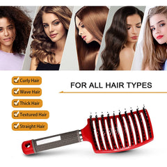 Heubek ergonomic detangler with magnetic handle for easy hanging and effortless styling.