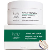 Hey Honey Walk the Walk Propolis Foot Cream packaging highlights hydration and odor control