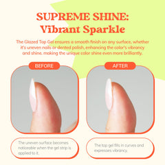 heyhae semi-cured nail strip finish demonstrates long-lasting shine and vibrant color.