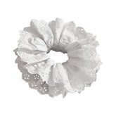 Heyiminy white scrunchie embroidery lace adds chic elegance to any hairstyle.