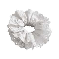 Heyiminy white scrunchie embroidery lace adds chic elegance to any hairstyle.