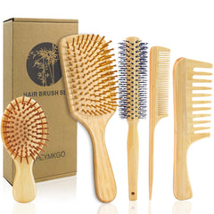 HEYMKGO regular bamboo paddle brush for smooth detangling with gentle glide