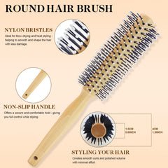 HEYMKGO roller round bamboo brush for shaping and volume boost