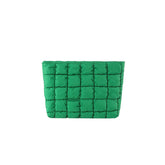 HFLZBRO Puffy makeup bag green front view for stylish travel organization.