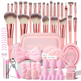 HGHDBT pink makeup brush set case closed for on-the-go touchups
