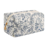 HHQQWZ makeup bag navy floral front view for stylish travel organization.