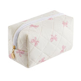 HHQQWZ makeup bag pink floral bow shows stylish travel storage for cosmetics and tools