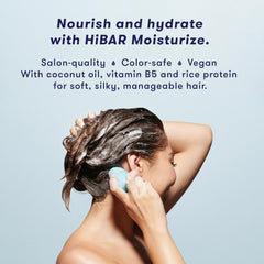 HIBAR Moisturize Shampoo Bar in hand demonstrates compact travel-friendly solid hair care option
