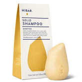 HIBAR Soothe Shampoo Bar packaging highlights plastic-free design for sustainability.