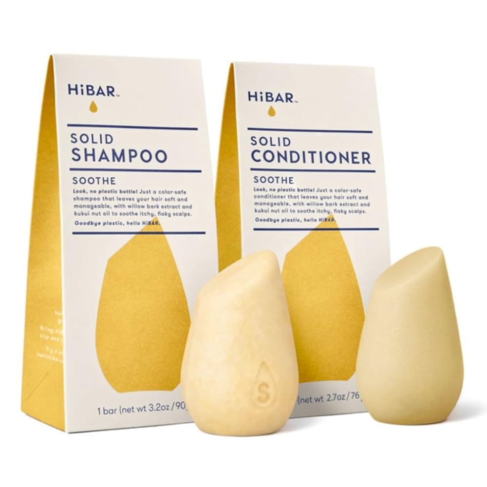 HIBAR Soothe shampoo bar packaging highlights plastic-free design for eco-conscious hair care.
