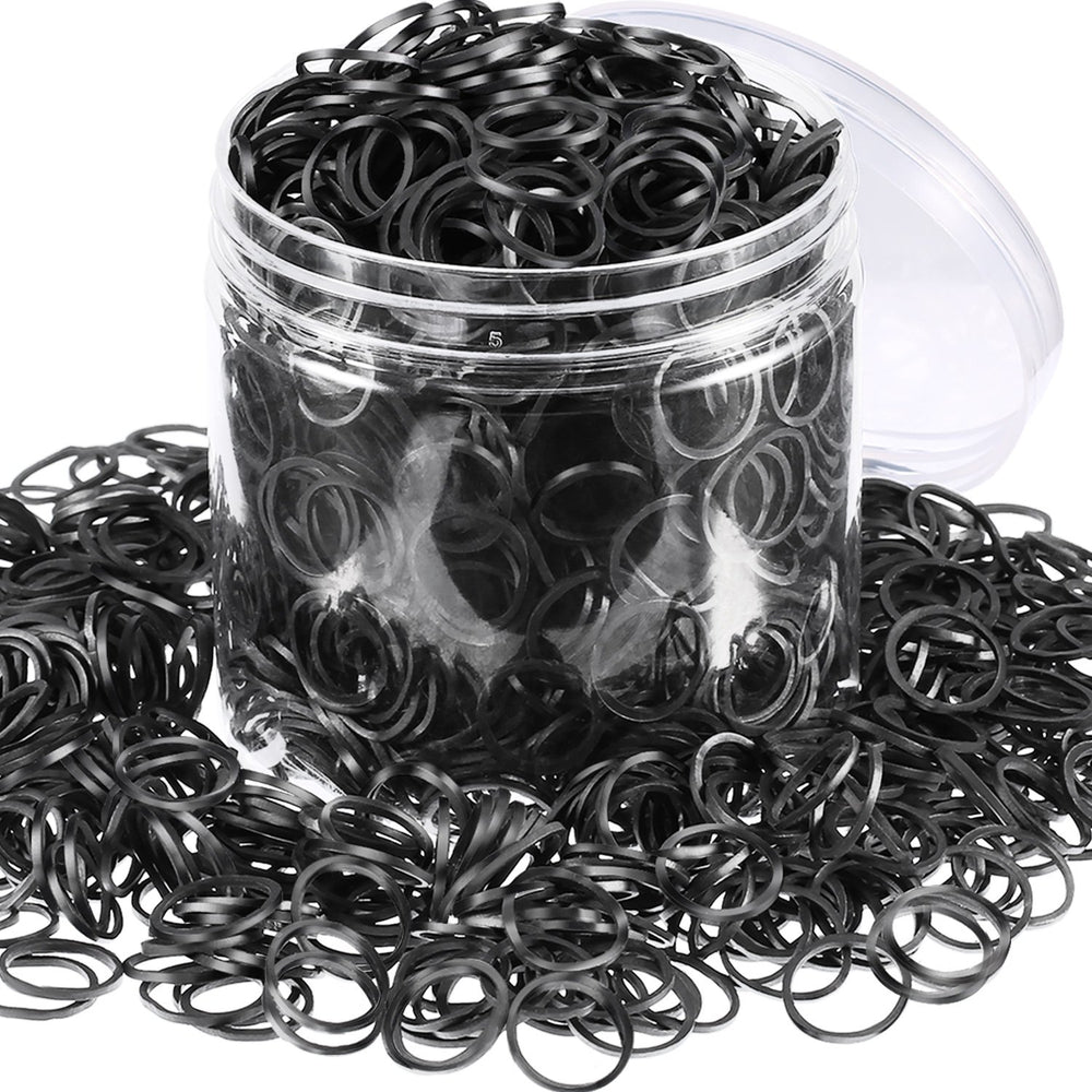 Hicarer 2000-pack mini rubber bands in round box for long-term styling versatility.