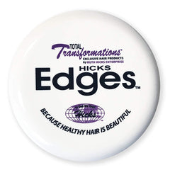 Hicks Total Transformations Edges Styling Gel 4 oz jar delivers strong hold for sleek, defined edges.