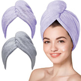 Hicober microfiber hair towel close-up shows absorbent fibers for fast moisture pickup