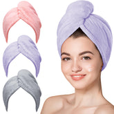 Hicober Microfiber Hair Towel pink turban shows quick-drying wrap for wet hair.