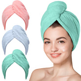 Hicober microfiber hair towel pink turban provides quick dry and frizz control.