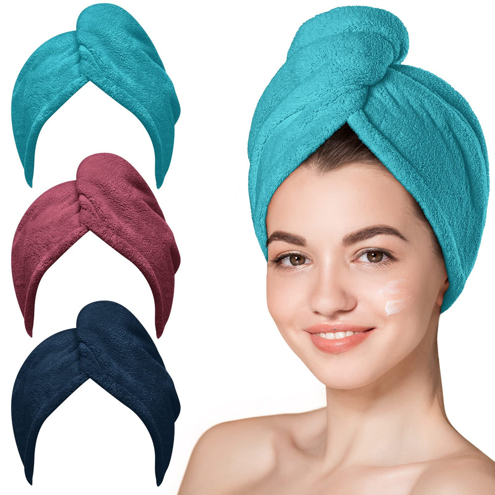 Hicober Microfiber Hair Towel Plum Wrap shows quick-dry performance for busy mornings.