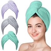 Hicober microfiber towel pack-3 in purple-green-grey for quick-dry convenience