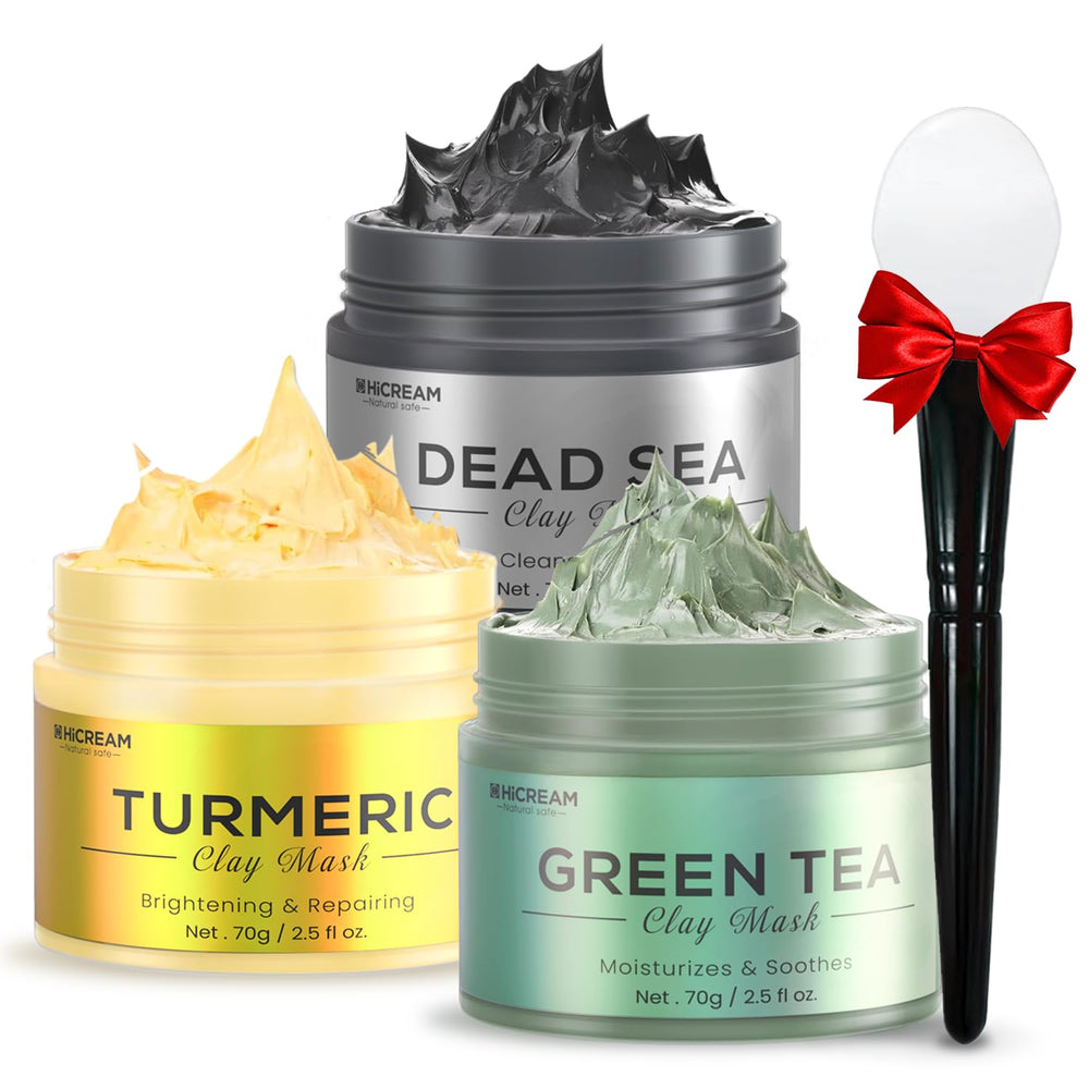 Hicream turmeric clay mask bottle with bright paste for pore cleansing and glow