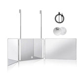 HIEEY 3-way 360 mirror with LED lights for precise makeup application.
