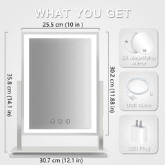 HIEEY Hollywood vanity mirror side view with bright edge lighting for color accuracy