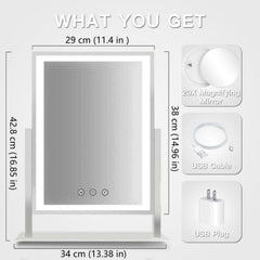 HIEEY vanity mirror side view with lights for contouring.