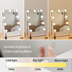 HIEEY vanity mirror with three color modes for day, cool, and warm tones.
